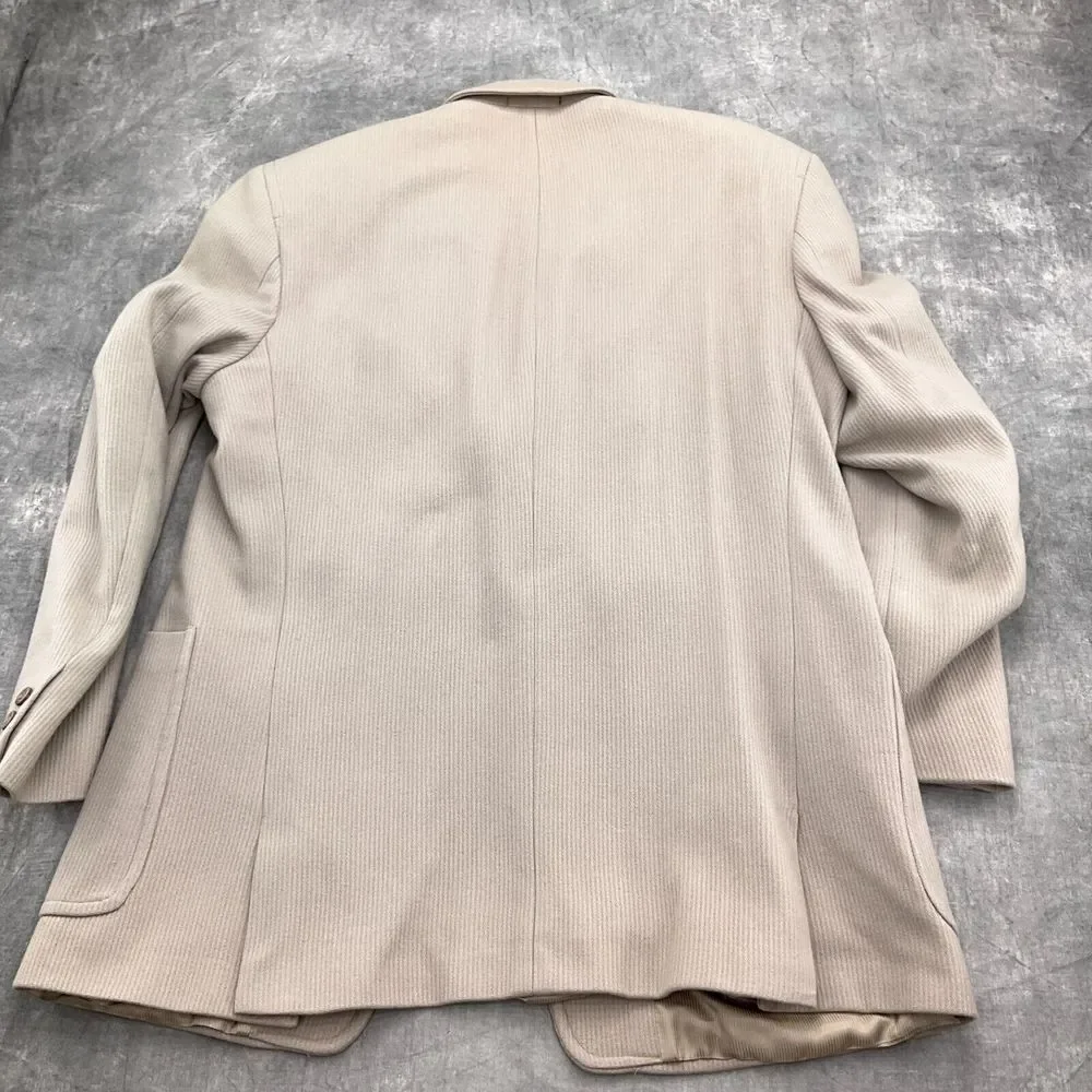 Bachrach Blazer Men‎ 42 Tall Long Beige Wool Cashmere Classic Jacket Russia